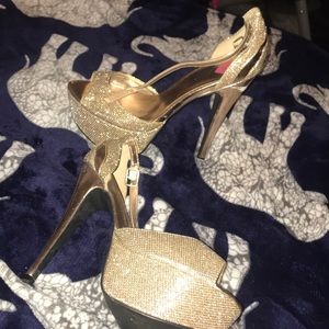 5inch heel champagne rose gold glitter heels